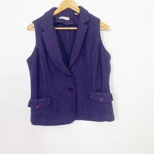 Coldwater Creek Cute Pretty Vest Cardigan Purple Knit Boucle Wool Blend Medium